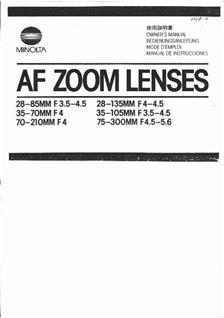 Minolta 28-85/3.5-4.5 manual. Camera Instructions.